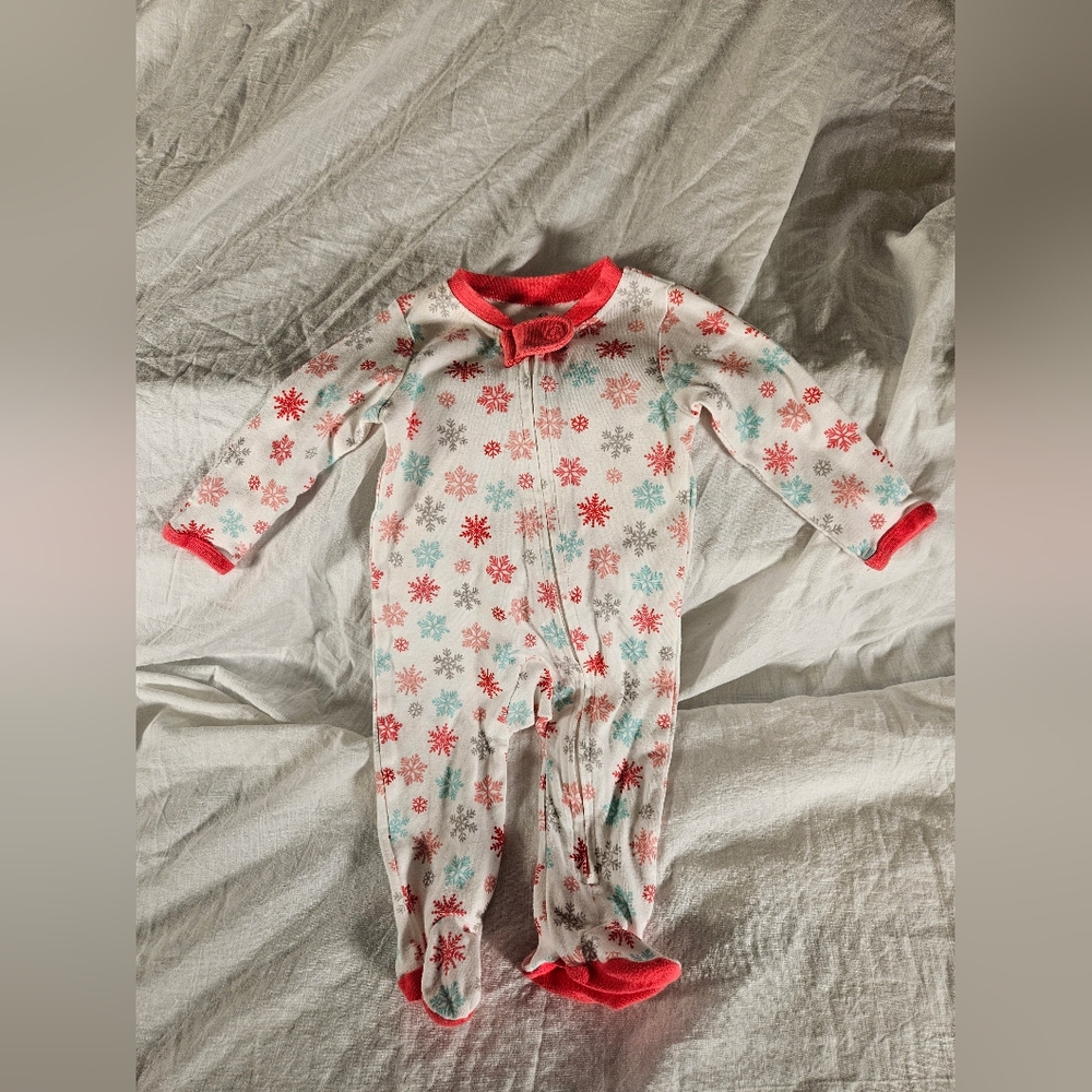 The Honest Company Red and White Footies One Piece